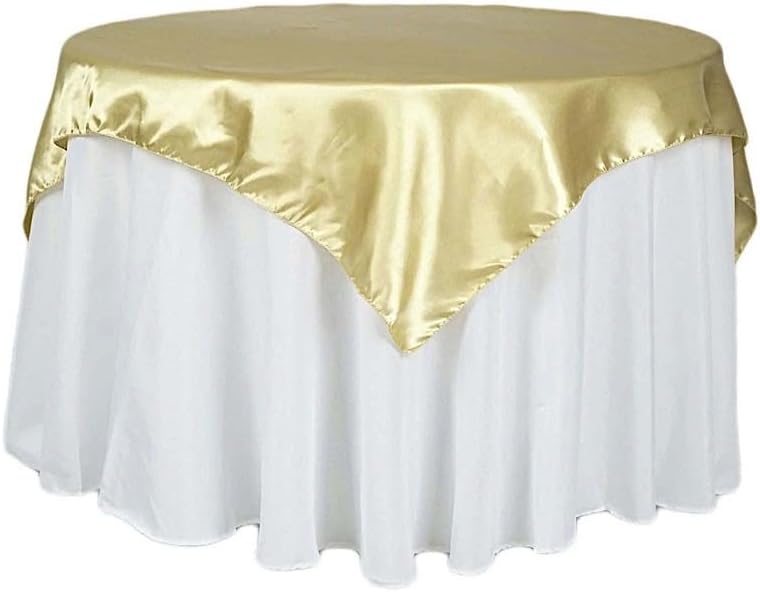 Balsa Circle 10 pcs 72x72 inch Champagne Square Tablecloth Satin Fabric Overlays Linens | Table Cloths Cover for Wedding Party Banquet Reception Events Decoration Kitchen Dining Events Kitchen Dining by BalsaCircle