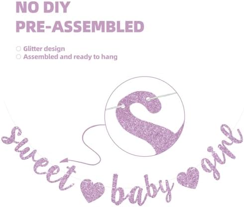 BEISHIDA Pre-Strung Glitter Light Purple Girl Baby Banner Baby Shower Decor - Image 3