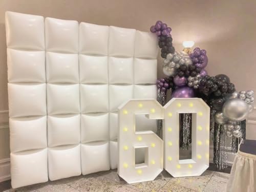 50pcs White Square Foil Balloons Wall Backdrop with 79pcs White Balloon Garland Arch Kit, Double Sided Balloon Tunnel for Birthday Anniversary Wedding Engagement Baby Shower Prom Decorations - Image 6