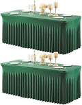 Shillance 2 Packs Green Spandex Table Clothes for 4 Foot Rectangle Table, Spandex Table Covers 4FT Stretch Table Skirts Wrinkle Free Fitted Tablecloth for Easter, Wedding, Banquet & Parties by Shillance