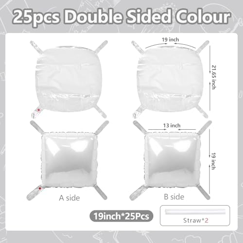 NISOCY 25PCS White Square Foil Balloons Wall Backdrop - Image 2