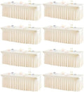 Shillance 8 Packs Ivory Spandex Table Covers 6 Foot, Fitted Stretch Table Cloth with Skirts 72x30 Inch, Wrinkle-Free Floor Length Rectangle Tablecloths for Weddings Parties Banquets Events by Shillance