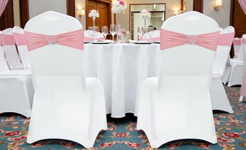 MDS Pack of 75 Spandex Chair Sashes for Wedding Party & Event – Dusty Rose - Image 6