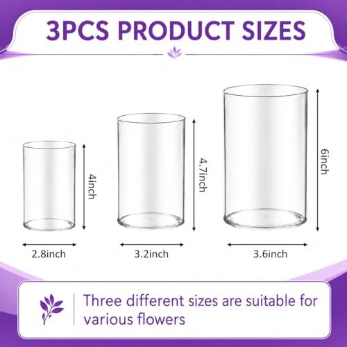 36pcs Glass Vase Cylinder for Centerpieces 4,4.7,6Inch Tall Small Flower Glass Clear Home Decor Centerpiece Table Flower Vase Decorations for Wedding＆Holiday - Image 5