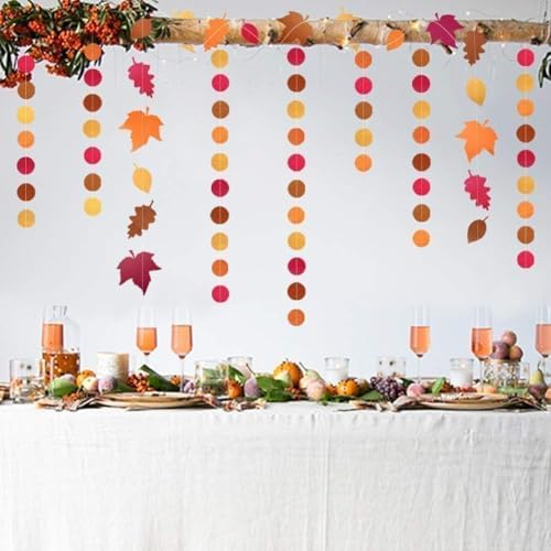 Cheerland Fall Leaf Garlands Thanksgiving Party Decorations Maple Banner Backdrop Hanging Decor Streamer for Woody Birthday Classroom Picnic Wedding Baby Shower Autumn Harvest Woodland Party Supplies - Image 5