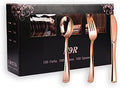 N9R 300PCS Rose Gold Plastic Silverware, Disposable Cutlery & Utensils by N9RTABLEWARE
