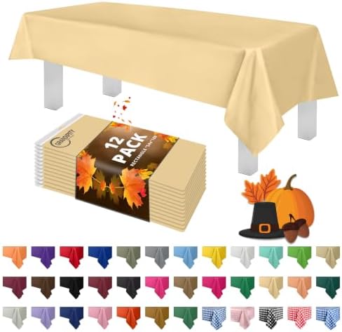 Grandipity Plastic Table Cloth Disposable 12 Pack 54” x 108” Rectangle by Grandipity