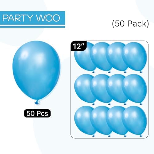 PartyWoo Pearl Blue Balloons 50pcs Sky Blue Latex Helium Balloons 12 Inch - Image 6