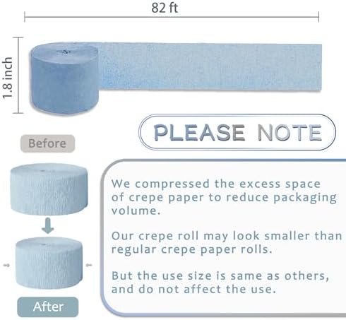 NICROLANDEE 5 Rolls Dusty Blue Silver Crepe Paper Streamers Bridal Shower - Image 3