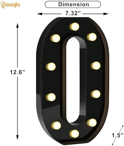 Pooqla Large Black Light Up Numbers 0 Birthday Decorations for Boys - Image 4