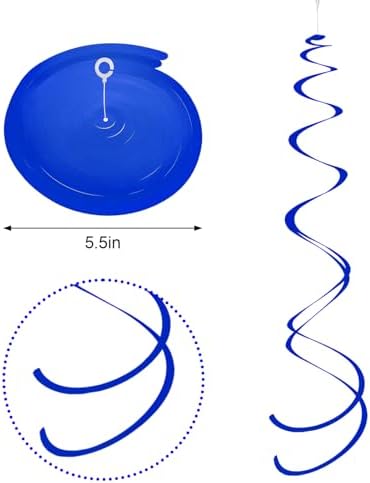 Ceiling Swirl Foil Decorations Hanging Plastic Streamer Themed Swirl Party for Graduation Celebration, Pack of 28 (Blue and Gold) - Image 2
