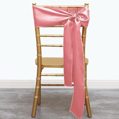50 Pack Dusty Pink Satin Chair Sashes, 7X108 Inches Chairs Bows for Wedding - Image 3