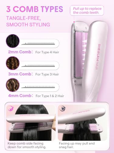SHEGLAM Steam Flat Iron Hair Straightener 1.5" Ceramic Flat Iron with Combs - Image 5