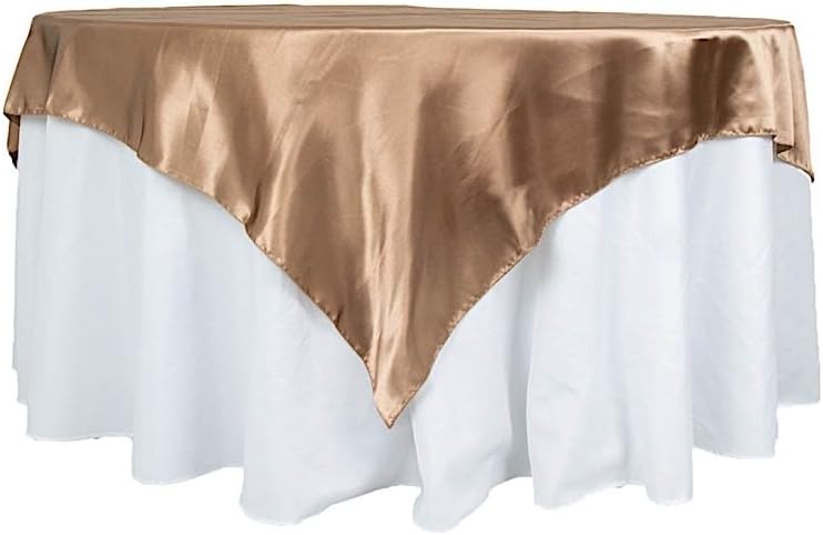 Balsa Circle 10 pcs 72x72 inch Taupe Square Tablecloth Satin Fabric Overlays Linens | Table Cloths Cover for Wedding Party Banquet Reception Events Decoration Kitchen Dining Events Kitchen Dining by BalsaCircle