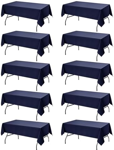 10-Pack Navy Blue Tablecloths for Rectangle Tables, 60 x 84 Inches by DailySet