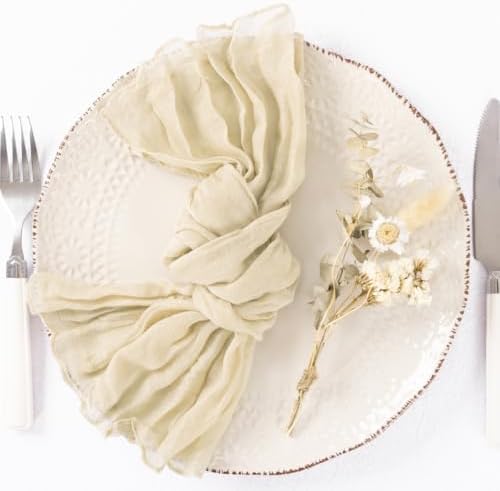 DeZerlor Beige Washable Cheesecloth Napkins Set of 12 for Wedding Party - Image 4