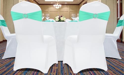 MDS Pack of 10 Spandex Chair Sashes for Wedding Party & Event – Sea Green - Image 6