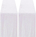 2 Packs 12 x 72 inches Sequin Table Runner, White Iridescent Glitter Table Runner for Birthday Party Supplies Wedding Engagement Baby Shower Holiday Celebration Event Decorations by Yblut