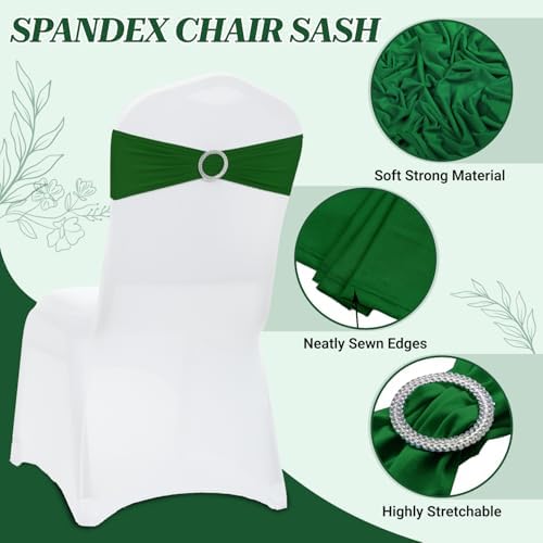 MDS Pack of 100 Spandex Chair Sashes for Wedding Party & Event – Green - Image 3