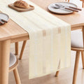 Rustic Linen Farmhouse Table Runner, Woven Boho Table Runner 13" × 60" by WeavingComfortHome