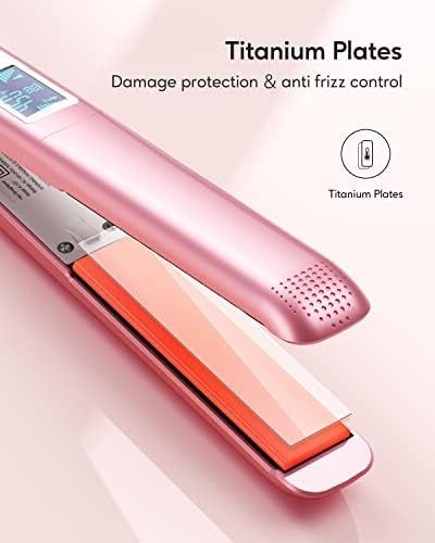 Wavytalk Salon Flat Iron Hair Straightener, Negative Ion Function with Titanium Plates Get Shinier & Smoother Hair, 15 Adjustable Temp, Dual Voltage & 60 Mins Auto Shut Off (Rose Gold) - Image 3