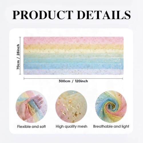 Artoid Mode 6-Pack Gold Gauze Table Runner 120 Inch 10FT, Rainbow Glitter Metallic Foil Sheer Dining Wedding Anniversary Holiday Birthday Table Decor for Home Party - Image 4