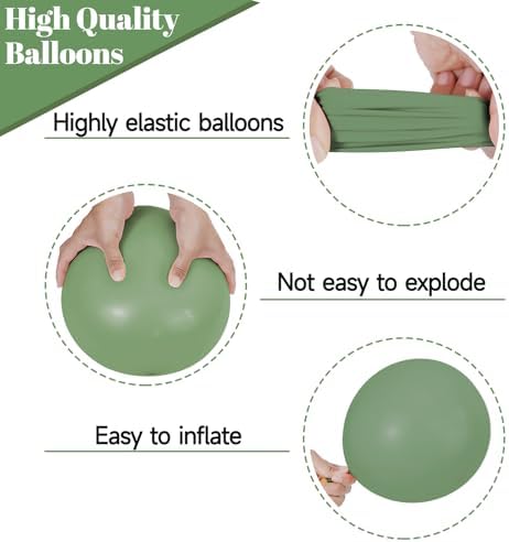 68Pcs Balloons Kit 12 Inch, Sage Green Balloon Sand White Metallic Gold Balloon Confetti with Ribbons, Party Balloons for Baby Bridal Shower Wedding Birthday Decorations. - Image 3