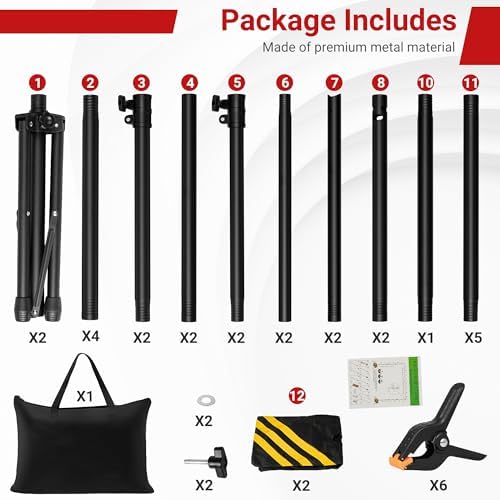 10x10 FT Backdrop Stand for Parties, Adjustable Photo Backdrop Stand Kit with Carrying Bag, Portable Background Stand Backdrop for Wedding, Photoshoot, and Photo Studio - Image 6