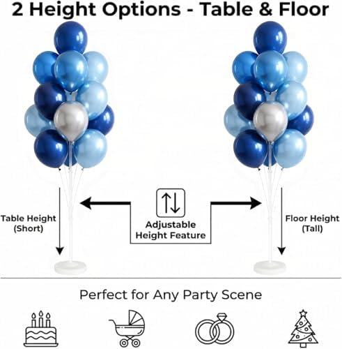 2 Sets of Chrome Blue Sliver Balloon Column Stand Kit, for Party Decor - Image 3