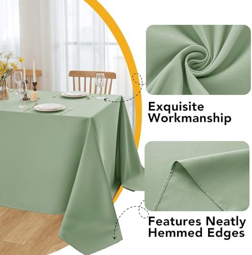 6-Pack Sage Green Tablecloths for Square Tables, 70 x 70 Inches - Image 3