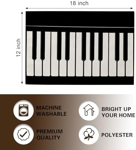 Piano Keyboard Placemats Set of 4, Black White Musical Dining Place - Image 2
