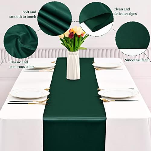 12 Pack Emerald Green Satin Table Runner 12 x 108 Inch Long Premium Table Runners for Wedding Party Events Decoration, Birthday Parties, Banquets Decorations, Graduations, Engagements - Image 3