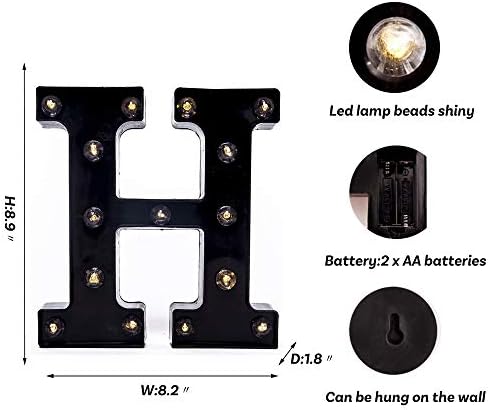 Foaky Black LED Marquee Number Lights Sign Light Up Marquee Number Lights Sign for Night Light Wedding Birthday Party Battery Powered Christmas Lamp Home Bar Decoration - Image 3