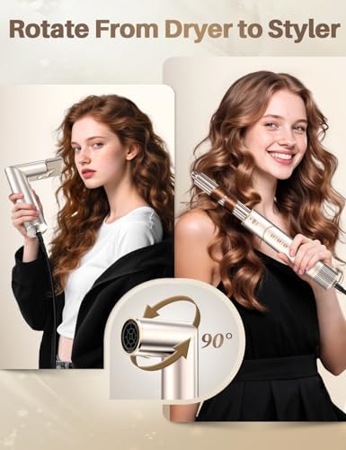 7 in 1 High-Speed Hair Dryer Brush, 110,000 RPM Air Styler for Automatic Air Curling, Negative Ionic Hot Air Brush Set for Fast Drying, Volumizing & Frizz Control, Heat Protection Multi-Styler - Image 2