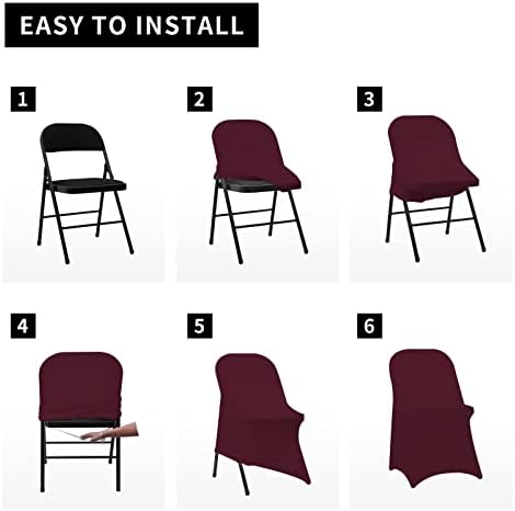 HAINARverS Stretch Spandex Folding Chair Covers, Burgundy, 30 PCS - Image 6