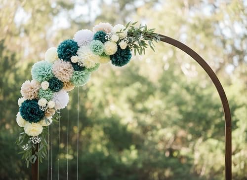 PapaKit 20pc Sage Green Tissue Paper Pom Poms - Elegant Boho Greenery Party Decoration for Wedding, Baby Shower, Bridal Shower, Birthday Backdrop and Floral Hanging Decor - Image 6