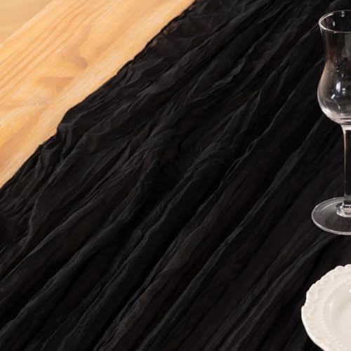 DeZerlor Black Cheesecloth Table Runner 1 Pack Halloween Runner - Image 6