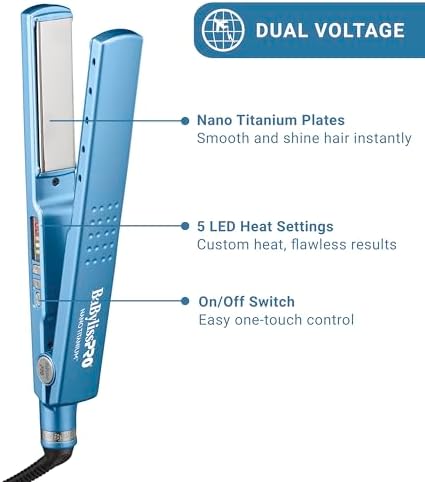 BaBylissPRO 1 1/4" Digital Ionic Flat Iron, Hair Straightener, Shorter Plates - Image 3