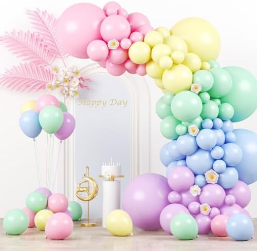 Voircoloria 130pcs Pastel Balloons Garland Arch Kit, 18 12 10 5 Inch by Voircoloria