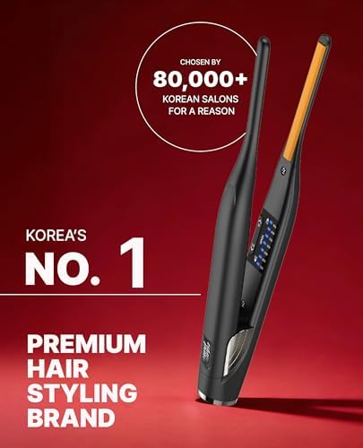 GLAMPALM Stiletto Hair Straightener 0.3" Pencil Ceramic flat iron Infused with Vita C, Korea's No.1 Professional Salon Tool for Short Hair, Dual Voltage, 7 Heat Setting(150°–450°), 10s Heat-Up (GP141) - Image 2