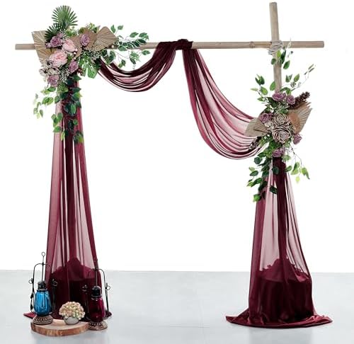 Pack of 1 Wedding Arch Drape Panel Fabric 30" x 100ft - Burgundy - Image 2