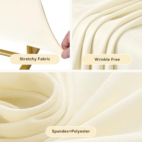 Beige Arch Backdrop Cover (7.2FT,6FT,6FT) Set of 3, Spandex 2-Sided Round Top Chiara Fitted Wedding Arch Cover Backdrop for Wedding Birthday Party Arch Stand Decoration - Image 2