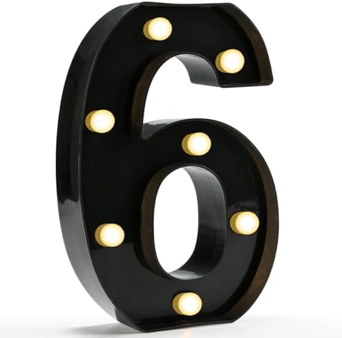 Pooqla Black Light Up Numbers 6, 6th Birthday Decorations for Boys by Pooqla