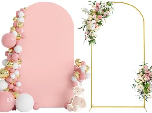 Wokceer 7.2FT Arch Backdrop Stand and Cover Set,Arch Stand with Blush Cove by Wokceer