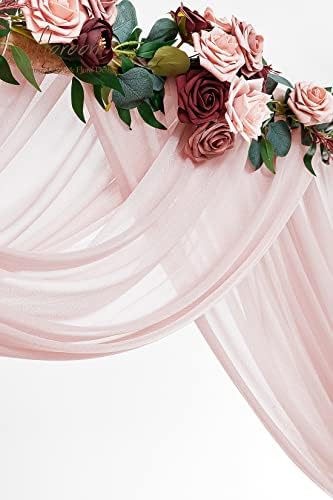 Floroom Wedding Arch Draping Fabric 2 Panels 20Ft Dusty Rose Chiffon Fabric Drapes Arbor Drapery Wedding Ceremony Reception Swag Decorations - Image 4