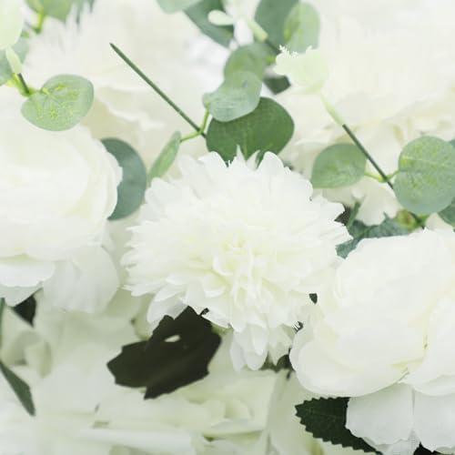 Artificial Flowers, 100cm Artificial Flowers Row, Artificial Flower Row for Home Decor, Wedding Centerpiece, Realistic Fake Flowers (White) - Image 6