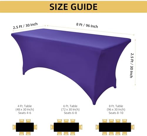 2-Pack 8ft Spandex Table Covers for Rectangle Folding Tables - Washable Elastic Tablecloth - Ultimate Fitted Table Protector for Birthday Parties, Trade Shows, Banquet - Image 4