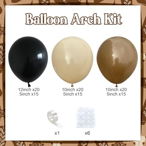 Black and Brown Balloon Garland Arch Kit, 105 PCS Black Brown and Nude Beige Balloon Different Size for Western Farm First Rodeo Wild West Cowboy Baby Shower Birthday Party Decorations - Image 3
