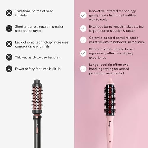 L’Ange Hair GlamWave Infrared Ionic Thermal Brush | 38mm Anti-Frizz Heated Round Brush for Volume, Defined Curls & Shine | Fast Heat-Up, Auto Shut-Off | Black - Image 4