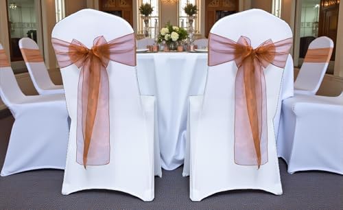 MDS Pack of 150 Organza Chair Sashes for Wedding & Event Décor – Bronze - Image 2